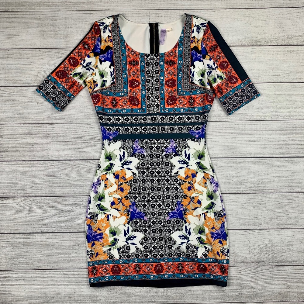 Patterned Multicolored Bodycon Dress